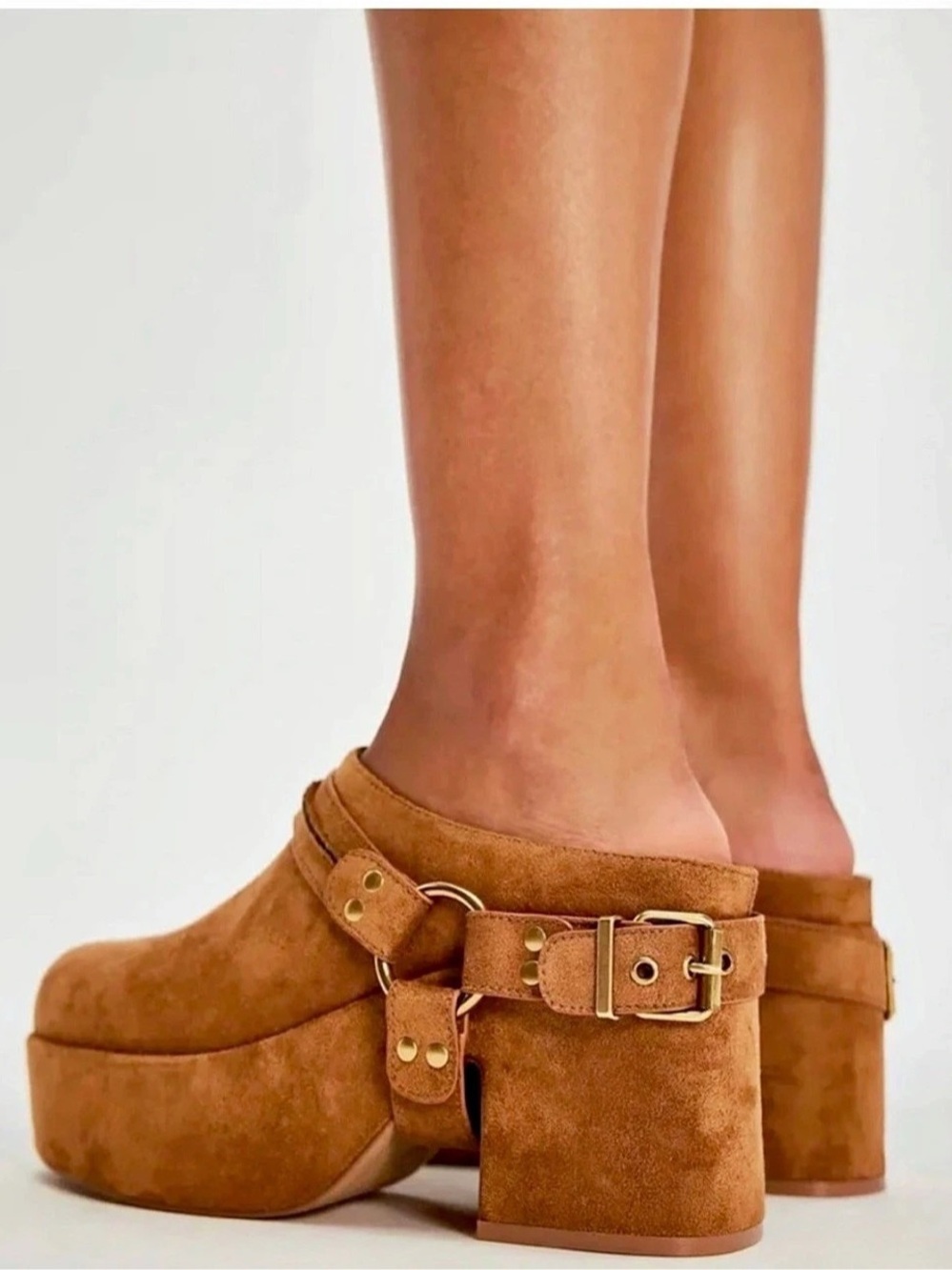 Free People Amalia Harness Platform Clogs Vegan 8